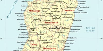 মাদাগাস্কার মানচিত্র সঙ্গে শহর